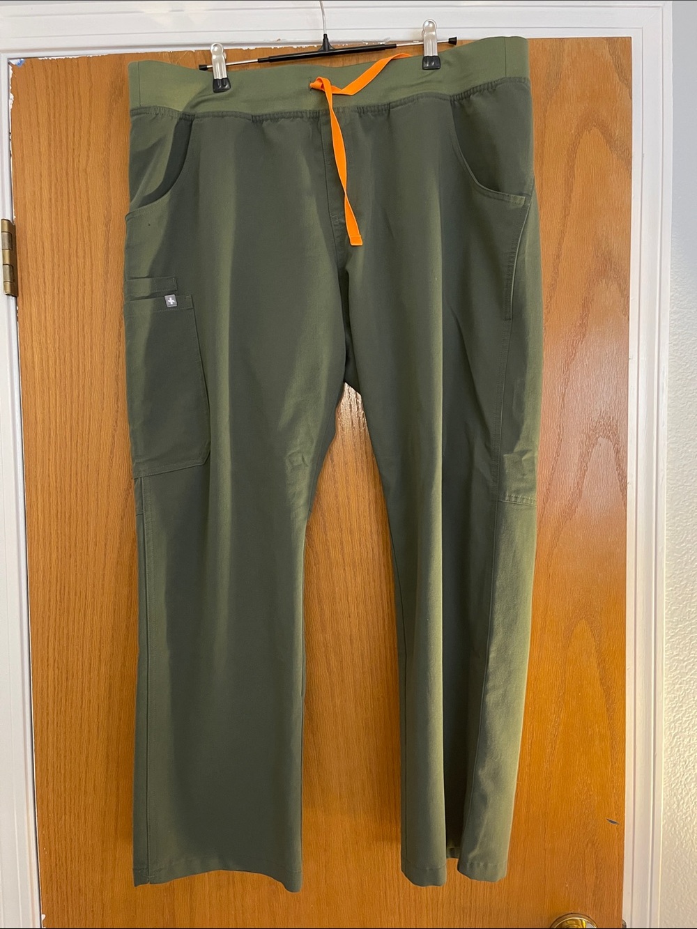 Figs Men’s Olive Cargo Pants with Orange Drawstring